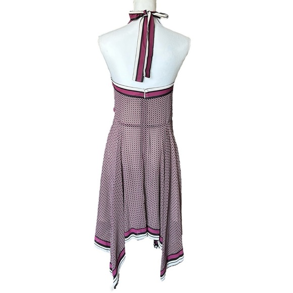 Michael MICHAEL KORS Halter Dress sz S Lined Chiffon Purple Handkerchief Hem - Picture 3 of 10